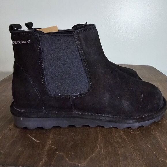 Bearpaw Size 9 Women's Drew Black Suede Wool Lined Ankle Pull On Boots NEW - Picture 6 of 11